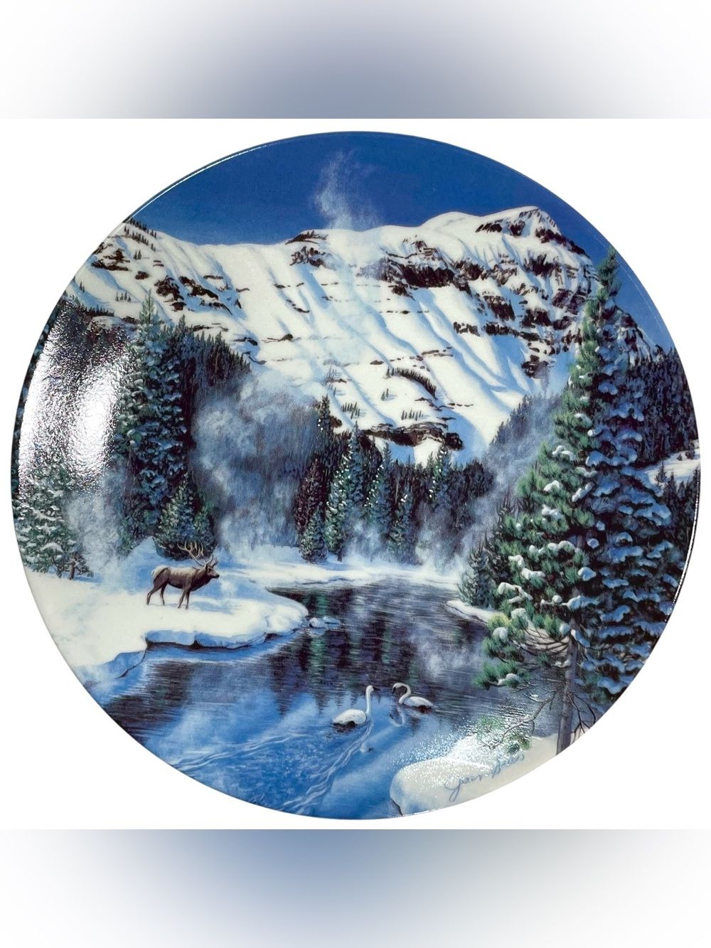 Vintage 1990s WS George - Nature’s Legacy Winter Peace in Yellowstone Park Plate